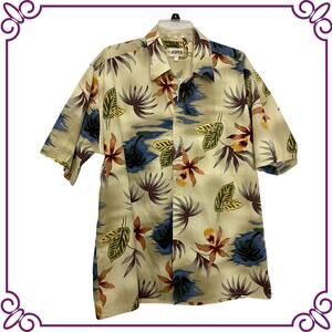 Campia Moda Hawaiian Cotton Short Sleeve Camp Shirt Large